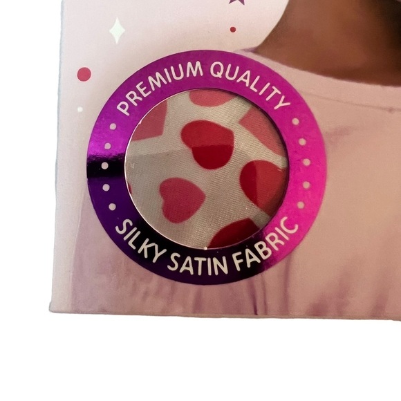 Kiss Kids Satin Bonnet Pink Hearts Ages 5 -10 - Picture 2 of 9